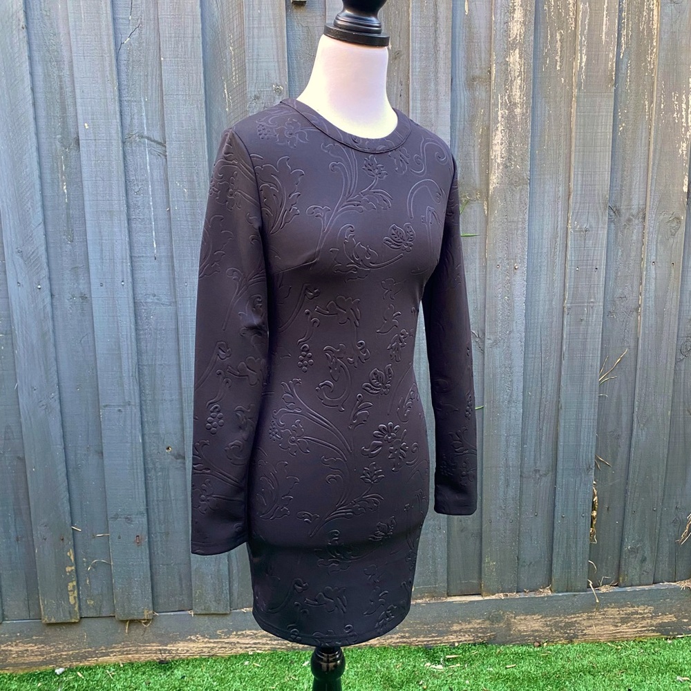⛔️Mossman black Long sleeve embossed dress AU8 - Picture 1 of 12